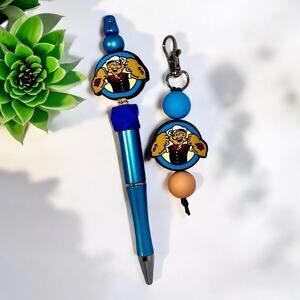 Popeye Handmade Beaded Ballpoint Pen & Matching Keychain